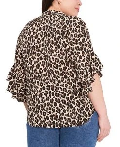Vince Camuto Plus Size Printed Ruffle-Sleeve Henley Top 6 Vince Camuto Plus Size Printed Ruffle-Sleeve Henley Top -Anne Klein Sales Store 22118318 fpx