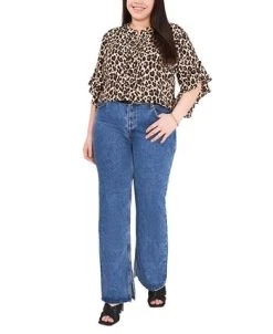 Vince Camuto Plus Size Printed Ruffle-Sleeve Henley Top 7 Vince Camuto Plus Size Printed Ruffle-Sleeve Henley Top -Anne Klein Sales Store 22118319 fpx