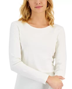 Charter Club Pima Cotton Long-Sleeve Top, Created For Macy's -Anne Klein Sales Store 22126492 fpx