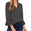 CeCe Women's Ruffled V-Neck Elbow-Sleeve Blouse