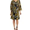 JM Collection Women's Embellished-Neck Printed A-Line Dress, Created For Macy's