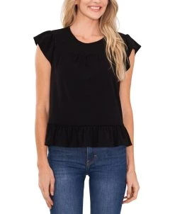 CeCe Women's Smocked-Yoke Knit Top