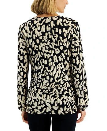 JM Collection Women's Zipper-Front Animal-Print Top, Created For Macy's 2 JM Collection Women's Zipper-Front Animal-Print Top, Created For Macy's - Image 2