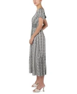 Black Tape Women's Smocked Ruffled-Hem Dress -Anne Klein Sales Store 22161103 fpx