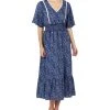 Black Tape Women's V-Neck Smock-Waist Maxi Dress