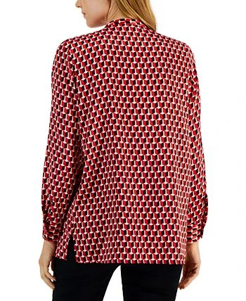 Alfani Women's Printed Satin Long Sleeve Top, Created For Macy's 2 Alfani Women's Printed Satin Long Sleeve Top, Created For Macy's - Image 2