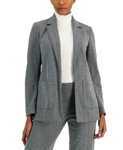 Anne Klein Women's Notched-Collar Herringbone Jacket