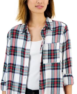 Style & Co Women's Cotton Plaid Button-Front Shirt, Created For Macy's -Anne Klein Sales Store 22165011 fpx