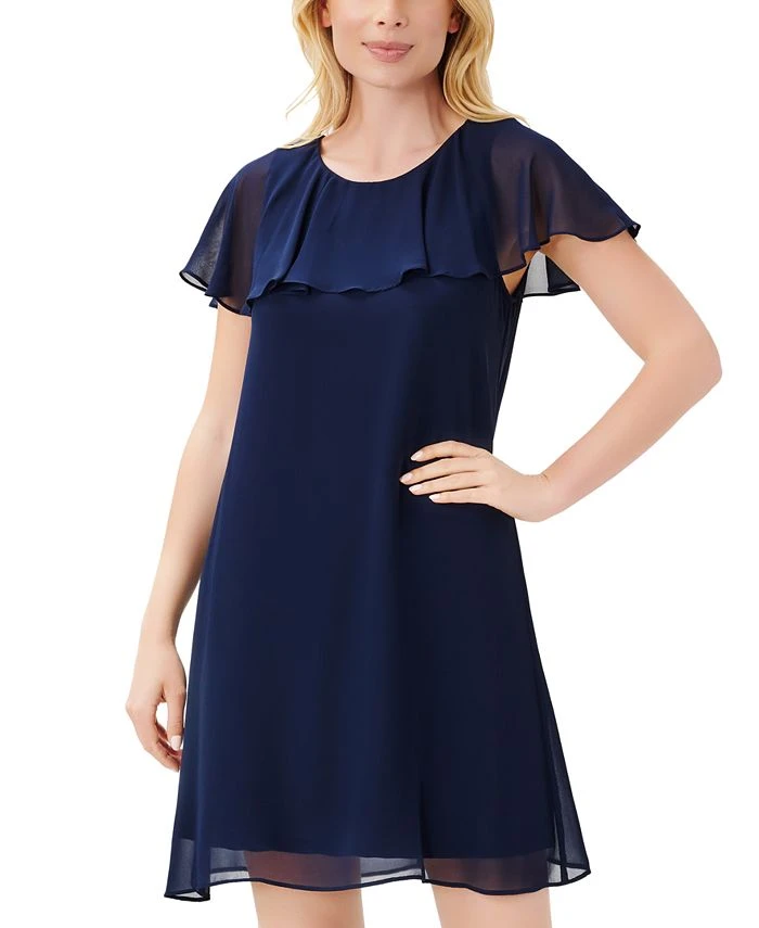 Adrianna Papell Women's Chiffon Capelet Cocktail Dress 1 Adrianna Papell Women's Chiffon Capelet Cocktail Dress