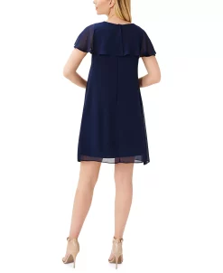 Adrianna Papell Women's Chiffon Capelet Cocktail Dress 4 Adrianna Papell Women's Chiffon Capelet Cocktail Dress -Anne Klein Sales Store 22165779 fpx