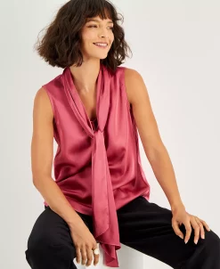 Bar III Women's Sleeveless Bow-Tie Blouse, Created For Macy's -Anne Klein Sales Store 22170431 fpx