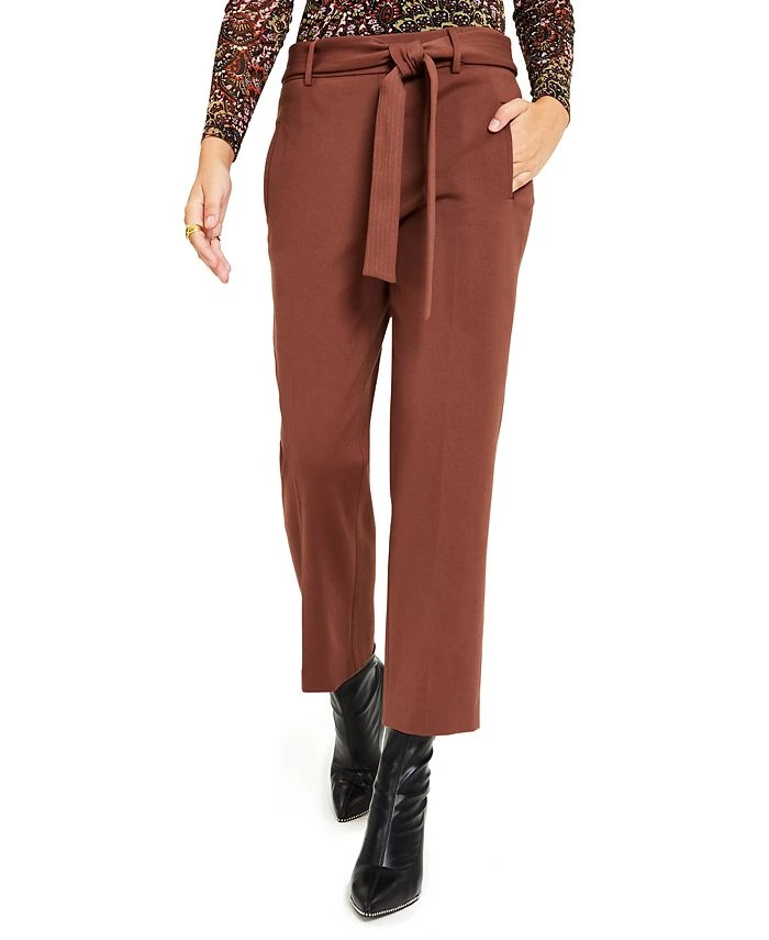 Bar III Women's Tie-Waist Straight-Leg Ankle Pants, Created For Macy's 1 Bar III Women's Tie-Waist Straight-Leg Ankle Pants, Created For Macy's
