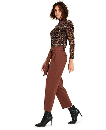 Bar III Women's Tie-Waist Straight-Leg Ankle Pants, Created For Macy's 3 Bar III Women's Tie-Waist Straight-Leg Ankle Pants, Created For Macy's - Image 3