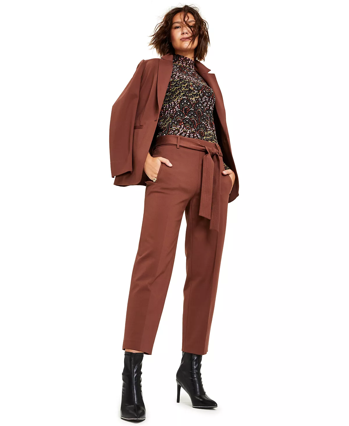 Bar III Women's Tie-Waist Straight-Leg Ankle Pants, Created For Macy's 4 Bar III Women's Tie-Waist Straight-Leg Ankle Pants, Created For Macy's - Image 4