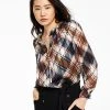 Bar III Women's Plaid Long-Sleeve Ruffled Tie-Neck Blouse, Created For Macy's