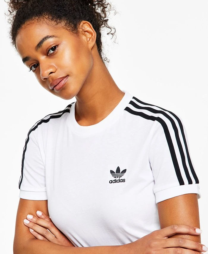 ADIDAS Women's Cotton 3 Stripes T-Shirt, XS-4X 4 ADIDAS Women's Cotton 3 Stripes T-Shirt, XS-4X - Image 4