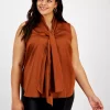 Bar III Plus Size Sleeveless Bow-Tie Blouse, Created For Macy's