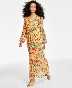 Bar III Women's Printed Chiffon Maxi Dress, Created For Macy's