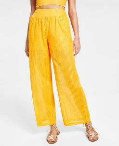 Bar III Women's Wide-Leg Metallic-Stripe Pull-On Pants, Created For Macy's