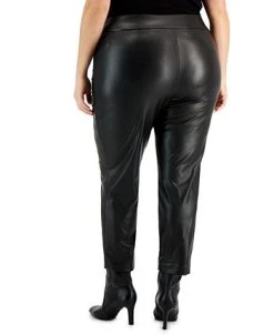 Kasper Plus Size Pull-On Faux-Leather Slim-Fit Ankle Pants -Anne Klein Sales Store 22185960 fpx