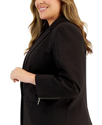 Kasper Plus Size Notched-Collar One-Button Jacket 3 Kasper Plus Size Notched-Collar One-Button Jacket - Image 3