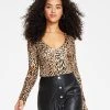 Bar III Women's Cheetah-Print Long-Sleeve Bodysuit, Created For Macy's