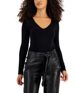 Bar III Women's Long-Sleeve V-Neck Snap-Close Bodysuit, Created For Macy's 9 Bar III Women's Long-Sleeve V-Neck Snap-Close Bodysuit, Created For Macy's -Anne Klein Sales Store 22188091 fpx