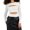 Bar III Women's Long-Sleeve Cut-Out Detail Crewneck Top, Created For Macy's