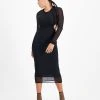 Bar III Women's Mesh-Overlay Side-Cutout Midi Dress, Created For Macy's