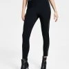 Bar III Women's Faux Leather Trim Pull-On Leggings, Created For Macy's