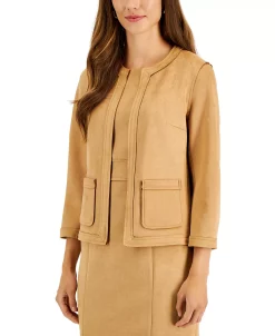Kasper Women's Faux-Suede Framed Patch-Pocket Blazer