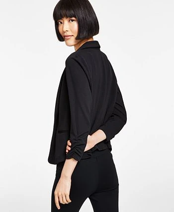 Bar III Knit-Crepe Ruched-Sleeve Blazer, Created For Macy's 2 Bar III Knit-Crepe Ruched-Sleeve Blazer, Created For Macy's - Image 2
