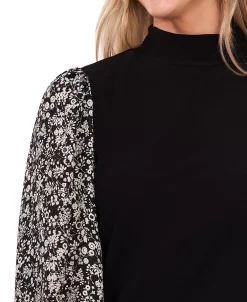 CeCe Women's Mock Neck Printed Sleeve Knit Top 6 CeCe Women's Mock Neck Printed Sleeve Knit Top -Anne Klein Sales Store 22200082 fpx