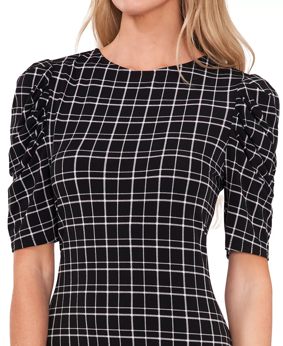 CeCe Women's Puff Sleeve Printed Knit Dress 3 CeCe Women's Puff Sleeve Printed Knit Dress - Image 3