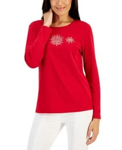 Karen Scott Women's Long-Sleeve Holiday Top, Created For Macy's -Anne Klein Sales Store 22206542 fpx