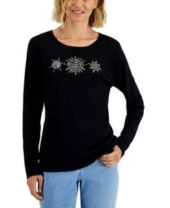 Karen Scott Women's Long-Sleeve Holiday Top, Created For Macy's -Anne Klein Sales Store 22206544 fpx