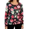 Karen Scott Women's Long-Sleeve Rose Print Top, Created For Macy's