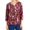 Karen Scott Women's Mistletoe Boutique Printed Henley Top, Created For Macy's