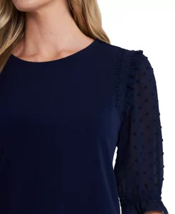 CeCe Women's Ruffle Mixed-Media Elbow Sleeve Blouse -Anne Klein Sales Store 22206904 fpx