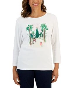 Karen Scott Women's Holiday Beach Top, Created For Macy's -Anne Klein Sales Store 22207942 fpx