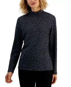 Karen Scott Women's Printed Mock-Neck Top, Created For Macy's -Anne Klein Sales Store 22224277 fpx