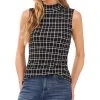 CeCe Women's Plaid Sleeveless Knit Mock Neck Top