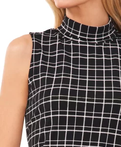 CeCe Women's Plaid Sleeveless Knit Mock Neck Top 6 CeCe Women's Plaid Sleeveless Knit Mock Neck Top -Anne Klein Sales Store 22248209 fpx