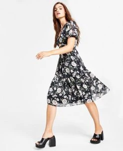 Bar III Women's Floral-Print Cutout Dress, Created For Macy's -Anne Klein Sales Store 22249427 fpx
