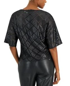 Anne Klein Women's Crewneck Short-Sleeve Lace Top 5 Anne Klein Women's Crewneck Short-Sleeve Lace Top -Anne Klein Sales Store 22250820 fpx