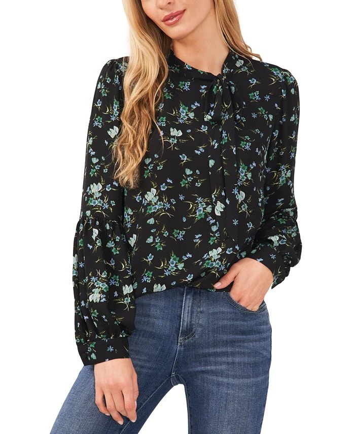 CeCe Women's Printed Tie-Neck Blouse 1 CeCe Women's Printed Tie-Neck Blouse