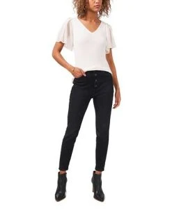 1.STATE Women's Flutter Short Sleeve V-Neck Top 9 1.STATE Women's Flutter Short Sleeve V-Neck Top -Anne Klein Sales Store 22264366 fpx