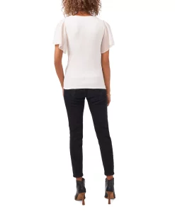 1.STATE Women's Flutter Short Sleeve V-Neck Top 10 1.STATE Women's Flutter Short Sleeve V-Neck Top -Anne Klein Sales Store 22264367 fpx