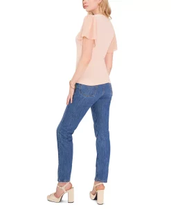 1.STATE Women's Flutter Short Sleeve V-Neck Top 13 1.STATE Women's Flutter Short Sleeve V-Neck Top -Anne Klein Sales Store 22264384 fpx