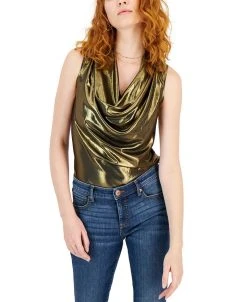 INC International Concepts Women's Metallic Cowlneck Sleeveless Top, Created For Macy's